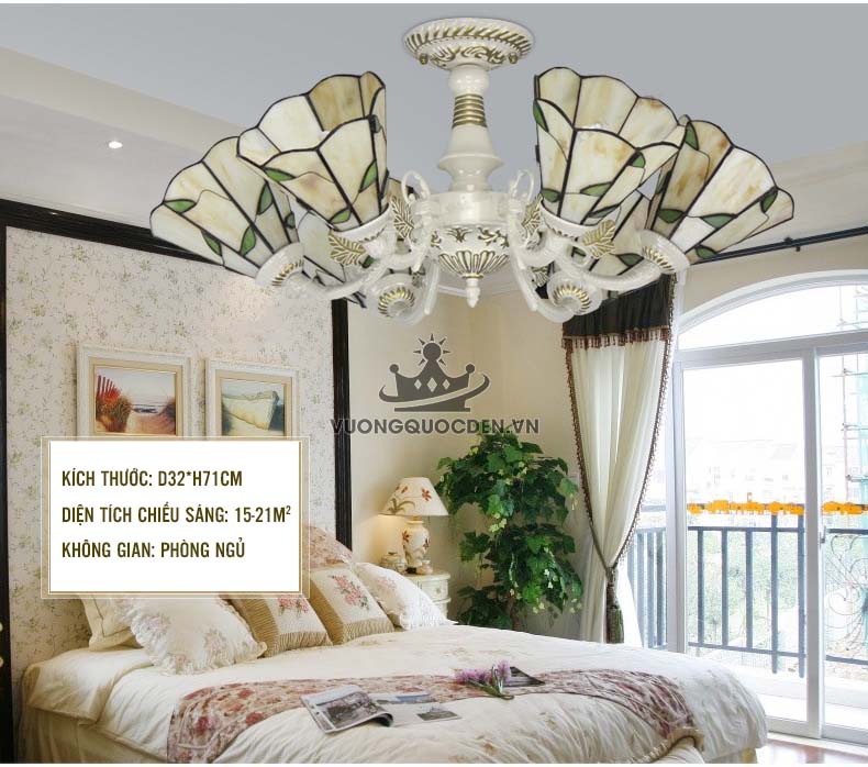 Đèn chùm trang trí cao cấp họa tiết chiếc lá YB209-7